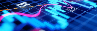 Photo of a financial chart on a monitor